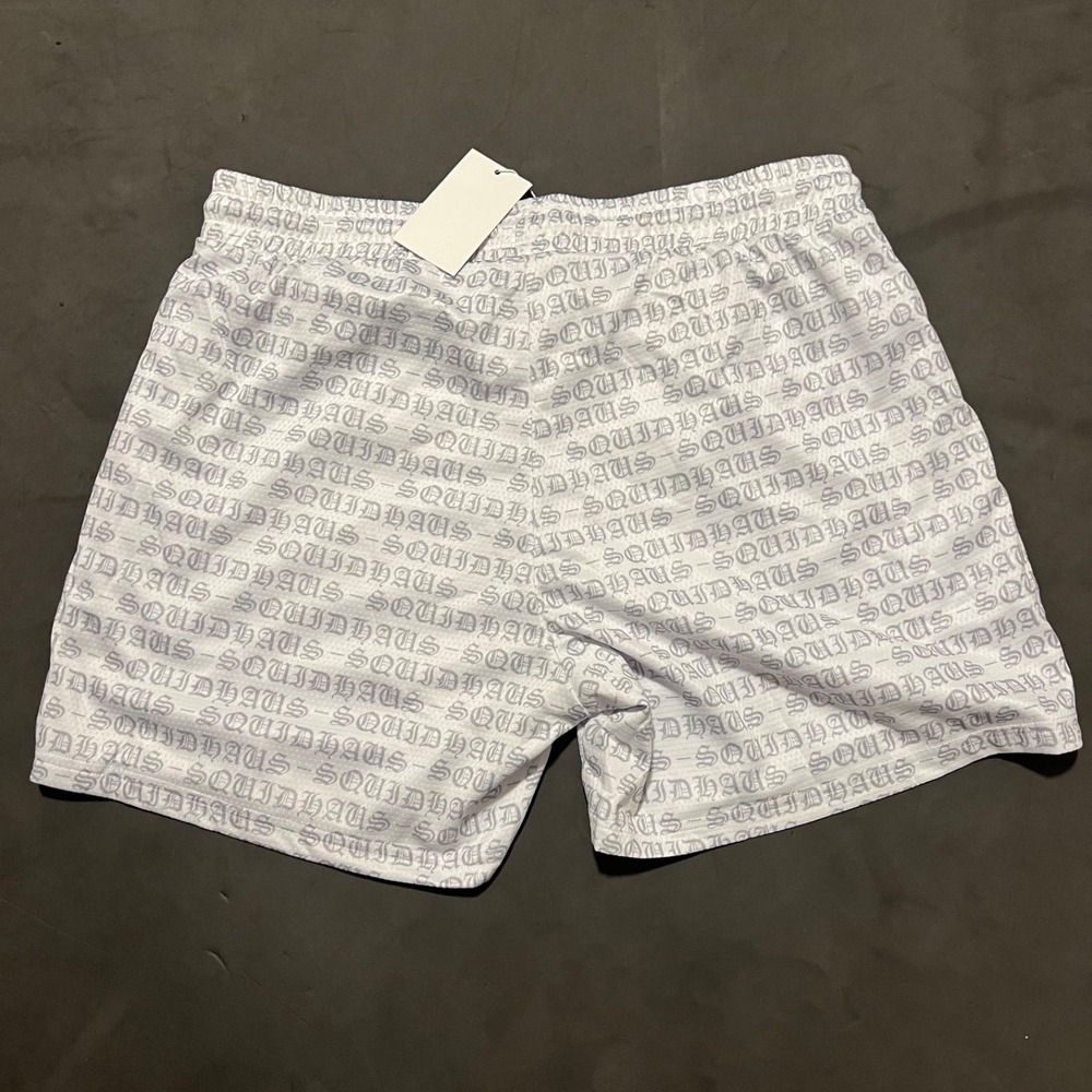 Squidhaus Shorts AOP White Gray Mens Size 2XL Workout Pull On Mesh - Picture 2 of 5